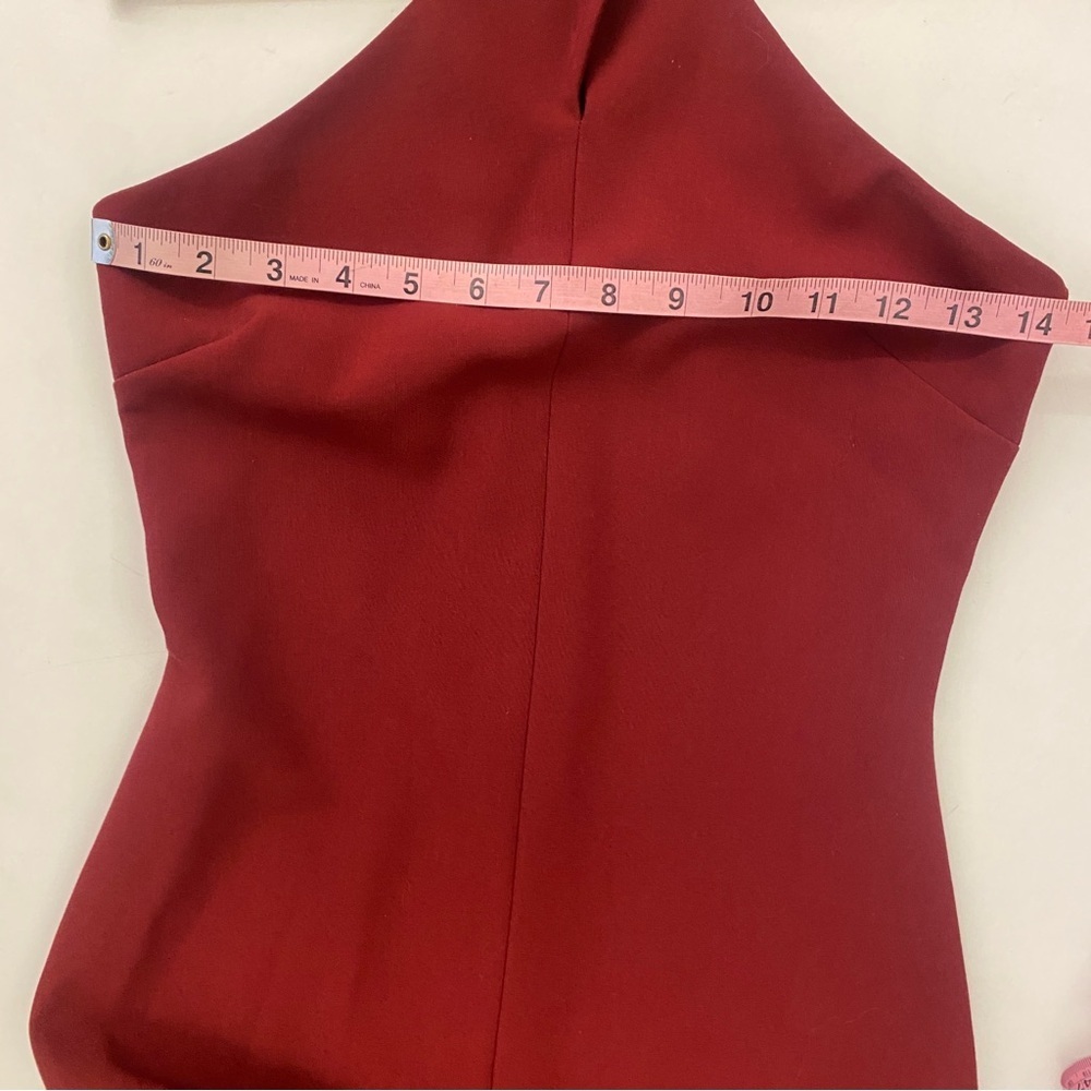Likely || Willa Crossover Halter Mermaid Gown Burgundy Red 4 - Picture 7 of 8